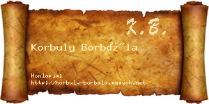 Korbuly Borbála névjegykártya